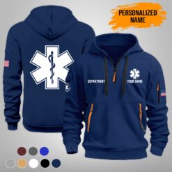 Personalized Name EMS 2D Quarter Zip Hoodie MS645