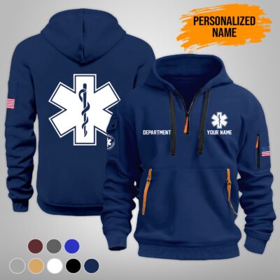 Personalized Name EMS 2D Quarter Zip Hoodie MS645
