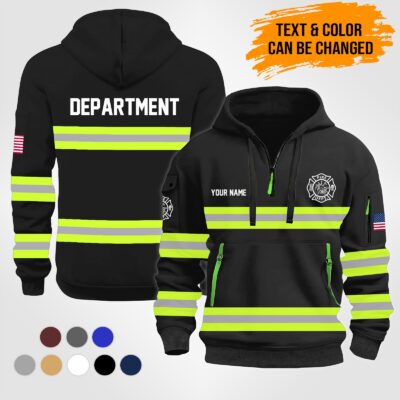 Personalized Name Love Firefighter Quarter Zip Hoodie PU188
