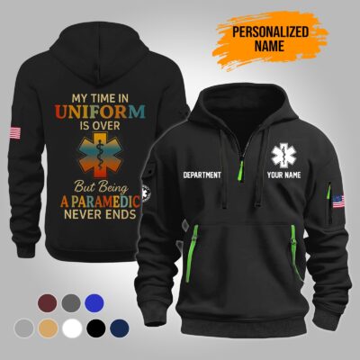 Personalized Name EMS 3D Quarter Zip Hoodie CT325