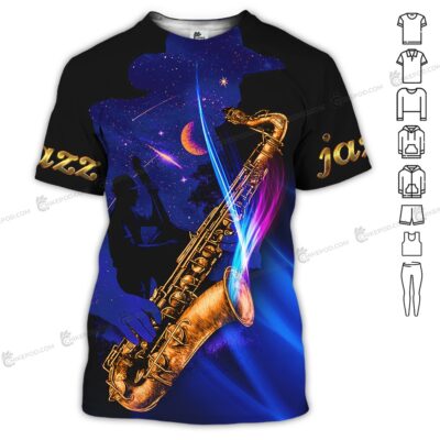 Jazz Saxophone Art 3D All Over Printed Clothes HK452