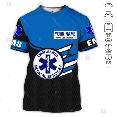 Personalized Name And Department EMS 3D All Over Printed Clothes BC482