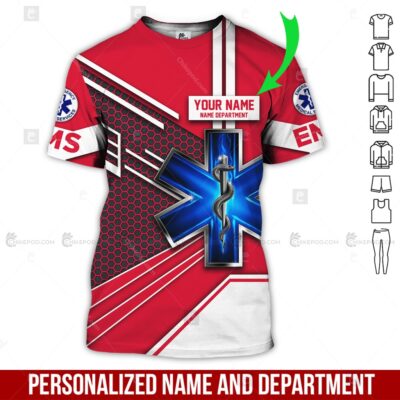 Personalized Name Red EMS 3D All Over Printed Clothes CM691
